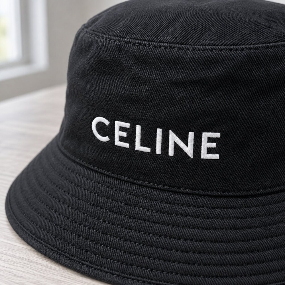 CELINE Black Cotton Bucket Hat - Picture 5 of 6